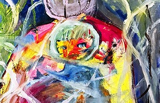 Oil painting titled 小さい夜